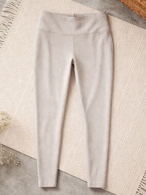 Light Beige Herringbone Design Fleece Leggings Size 6p Inseam 27 Inches